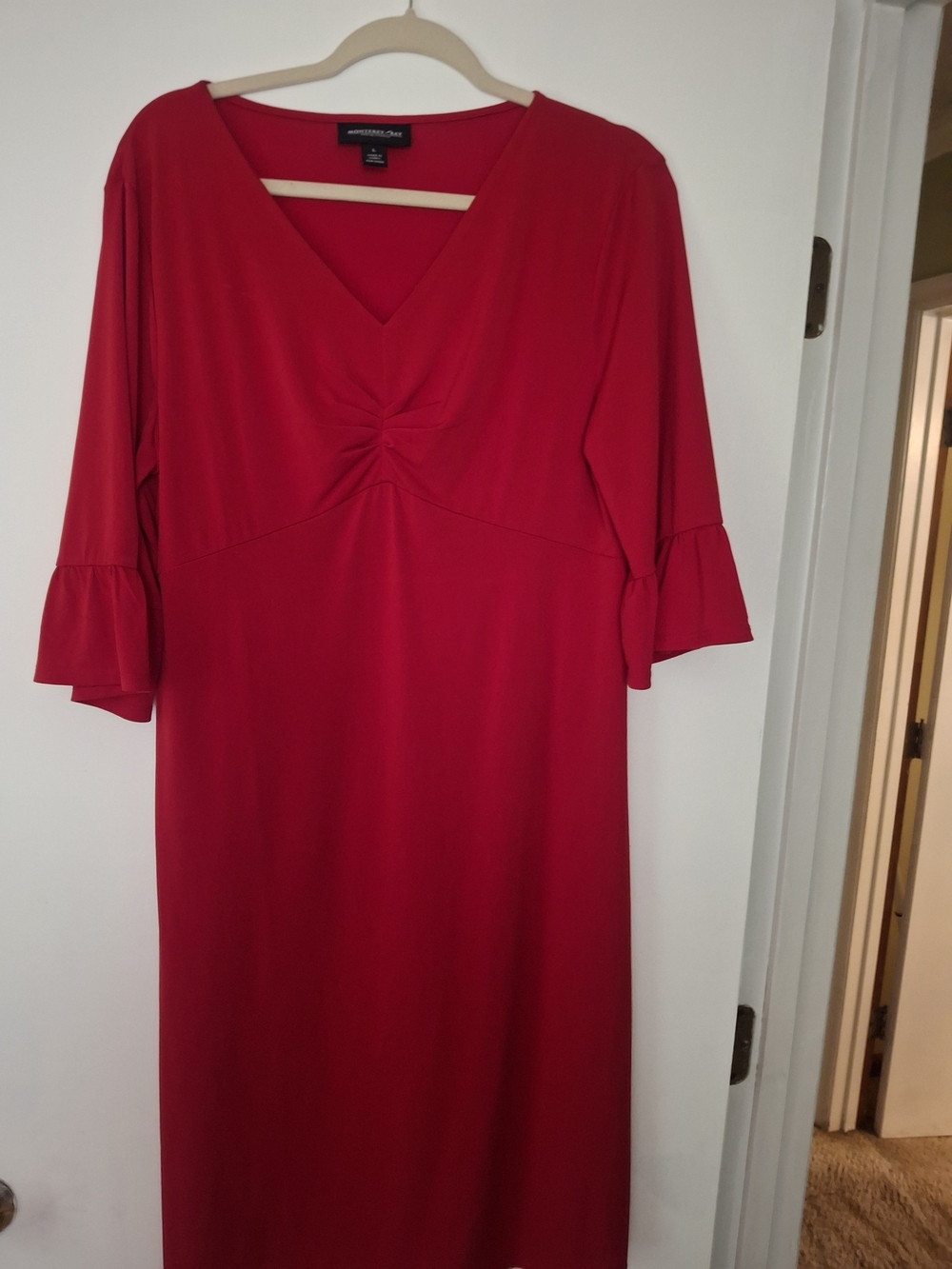 Vibrant True Red Monterey Ray V-Neck Twist-Front Midi
